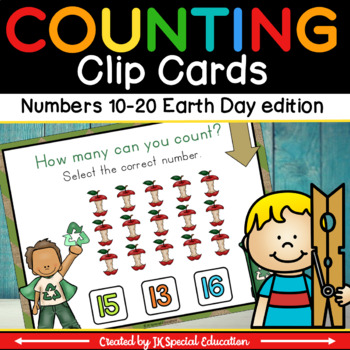 Preview of Kindergarten Earth Day activity | Counting to 20 math Clip Cards