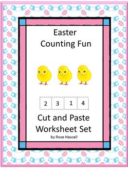 Preview of Kindergarten Easter Math Cut and Paste Activities Special Education Worksheets