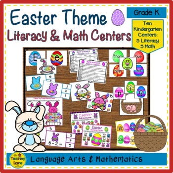 Preview of Kindergarten Easter Themed Literacy & Math Centers & Activities