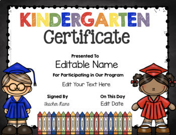 editable kindergarten graduation certificates