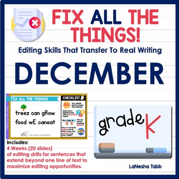 Preview of Kindergarten Editing Practice December