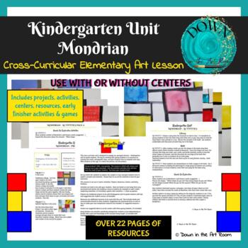 Preview of Art Projects Kindergarten Mondrian Unit | Multiple Projects