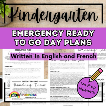 Preview of Kindergarten Emergency Day Plans (French & English versions) / No tech! No prep!