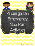 Kindergarten Emergency Sub Plan Activity Set *NO PREP*