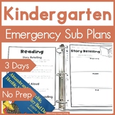 Kindergarten Emergency Sub Plans for Sub Binder or Sub Tub