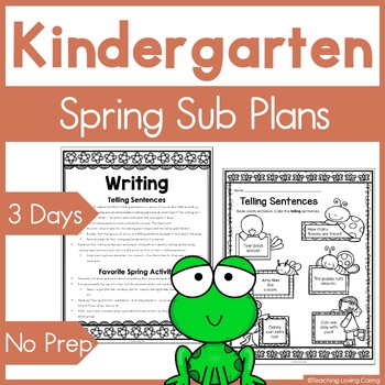 Preview of Kindergarten Sub Plans for Spring