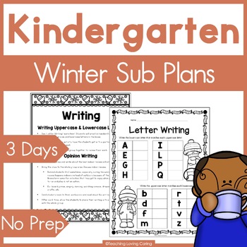 Preview of Kindergarten Emergency Sub Plans for Winter
