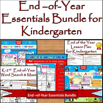 Preview of Kindergarten End-of-Year Bundle:Lesson Plan, Puzzle,Diplomas,Awards, Memory Book