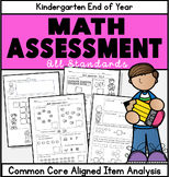 Kindergarten End of Year Math Assessment Common Core Align