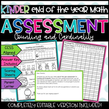 Preview of Kindergarten End of the Year Counting & Cardinality Assessment | EDITABLE in PPT
