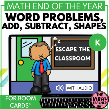 Preview of Kindergarten End of the Year Math Review Escape Room Boom Cards™