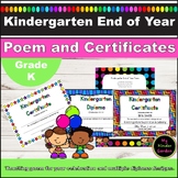 Kindergarten End of the Year Poem and Certificates for End