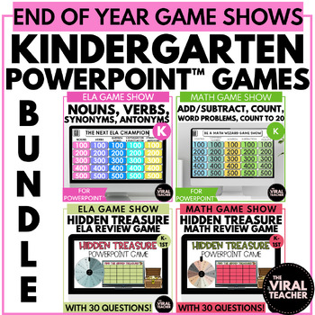 Preview of Kindergarten End of the Year Review Kindergarten math and ELA Review Games