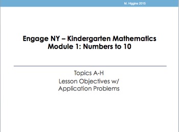 Preview of Kindergarten Engage NY Mathematics Module 1 Application Problems