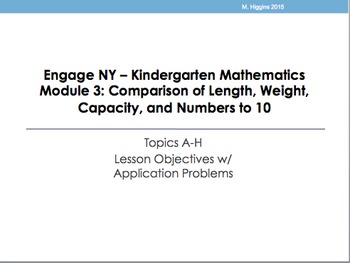 Preview of Kindergarten Engage NY Mathematics Module 3 Application Problems