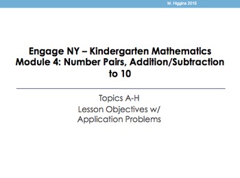 Preview of Kindergarten Engage NY Mathematics Module 4 Application Problems