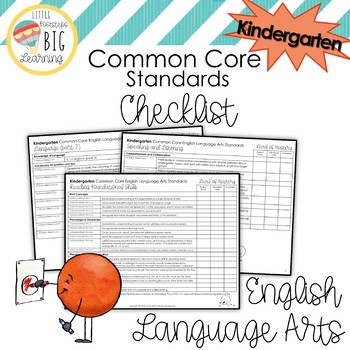 Preview of Kindergarten English Language Arts (ELA) Common Core Standards Checklist