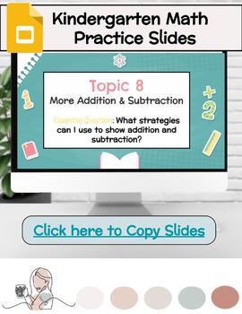 Preview of Kindergarten Envisions Slides | Topic 8 Addition & Subtraction - FULLY EDITABLE