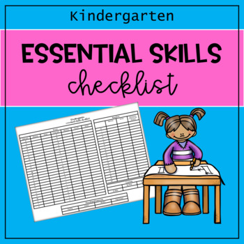 Preview of Kindergarten Essential Skills Checklist for Assessment of Letters, Numbers, etc.