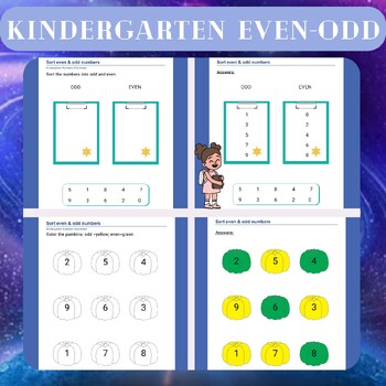 Preview of Kindergarten Even-Odd Worksheets