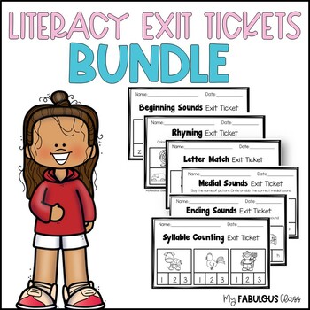 Preview of Kindergarten Exit Tickets Literacy Bundle