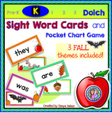 Kindergarten: FALL Dolch Sight Word Cards/Pocket Chart Game