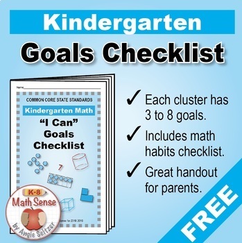 Preview of Kindergarten FREE Checklist of Math Goals with Links to Games