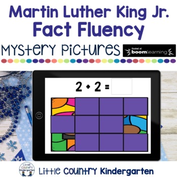 Preview of Kindergarten Fact Fluency Mystery Pictures - Martin Luther King Jr. BOOM Cards 