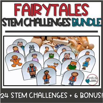 Preview of Fairy Tale STEM Challenges for 6 Fairytales Theme Task Cards