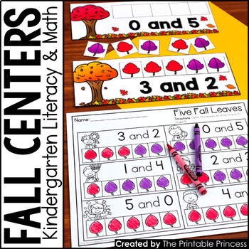 Preview of Kindergarten Fall Centers for Math and Literacy Activities
