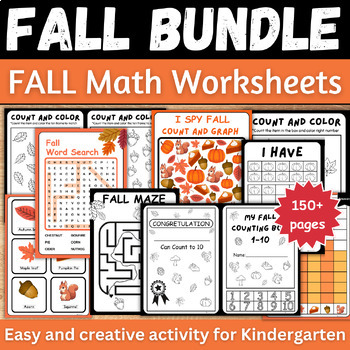 Preview of Kindergarten Fall Counting Math Worksheets and Early Finisher Activities Bundle