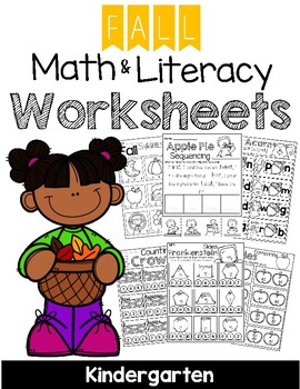 Preview of Kindergarten Fall Math and Literacy Worksheets