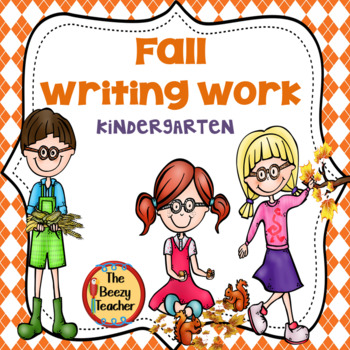 Preview of Kindergarten Fall Writing | QR Code | Sticker Story | Sorting Sentences