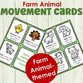 Preview of Kindergarten Farm Animal Movement Cards: Engage & Energize Transitions!