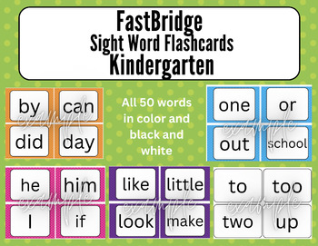 Preview of Kindergarten (FastBridge) 50 Sight Word Flashcards
