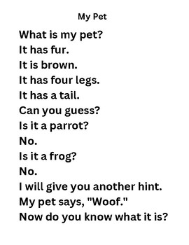 Preview of Kindergarten Fiction Packet (5 passages, each with 5 associated CCSS items)