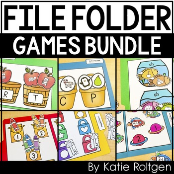 Preview of Kindergarten Math and Literacy File Folder Games Bundle