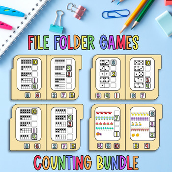 Preview of Kindergarten File Folder Games Counting 1-10 Bundle