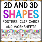 2D & 3D Shape Worksheets, Clip Cards, Classroom Decor Posters