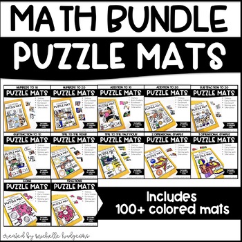 Preview of Kindergarten, First Grade, 2nd Grade Math Activities | Puzzle Mats MATH BUNDLE