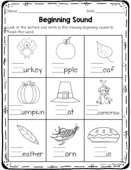 kindergarten first grade ela thanksgiving fall worksheets by inspired by aloha
