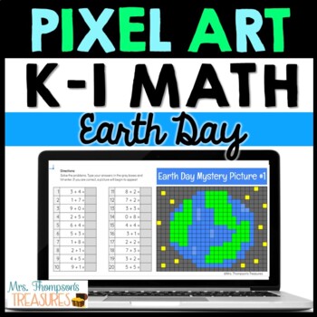 Preview of Kindergarten & First Grade Math - Earth Day Pixel Art for Google Sheets™