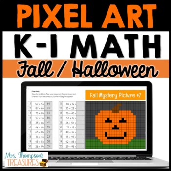 Preview of Kindergarten & First Grade Math - Fall / Halloween Pixel Art for Google Sheets™