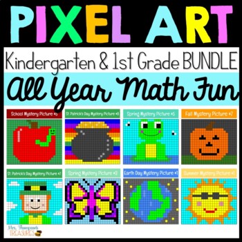 Preview of Kindergarten & First Grade Math - Pixel Art for Google Sheets™ BUNDLE