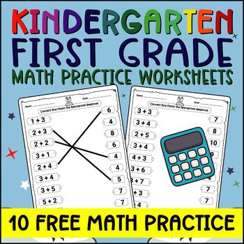 Preview of Kindergarten First Grade Math Practice Worksheets