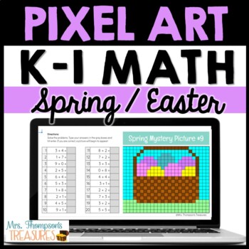 Preview of Kindergarten & First Grade Math - Spring / Easter Pixel Art for Google Sheets™