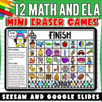 Preview of Kindergarten & First Grade Mini Eraser Games for SEESAW & GOOGLE SLIDES DECEMBER