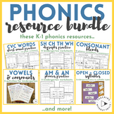 Kindergarten + First Grade Phonics Worksheets Bundle