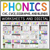 Kindergarten First Grade Phonics Worksheets - CVC, Blends 