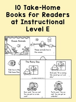 Kindergarten Reading Homework Take Home Books Guided Rdg Lvl E